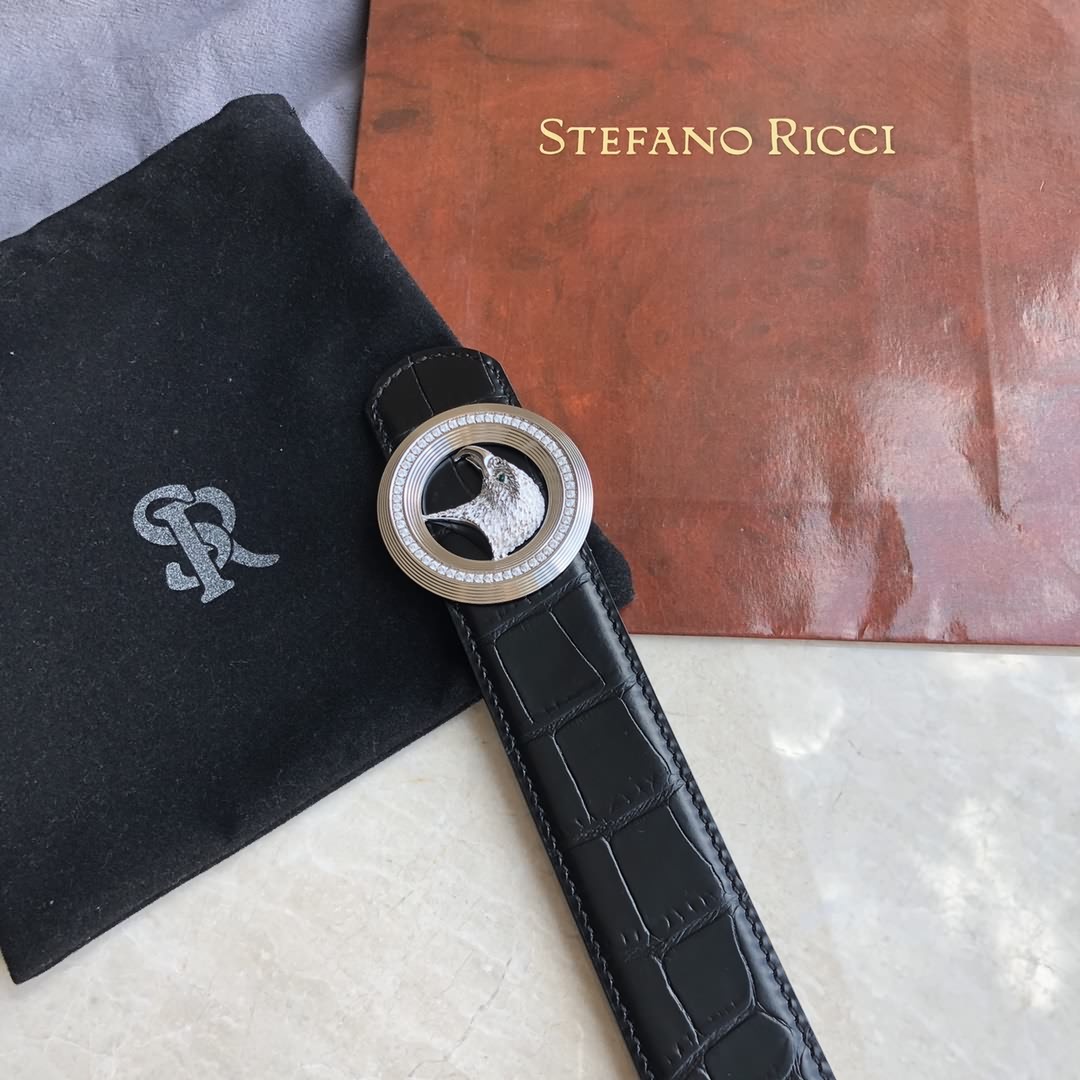 STEFANO RICCI史蒂芬.勞尼治專櫃款精鋼鷹頭鑲嵌鑽金屬扣