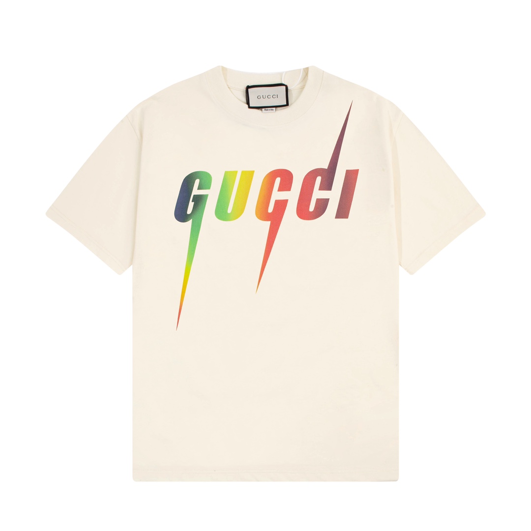 Gucci 古馳 2023新款款彩虹鋒刃印花短袖