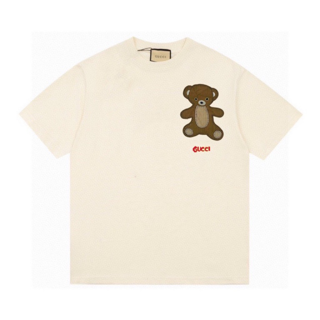 Gucci/古馳限定款貼布小熊刺繡短袖短袖T恤