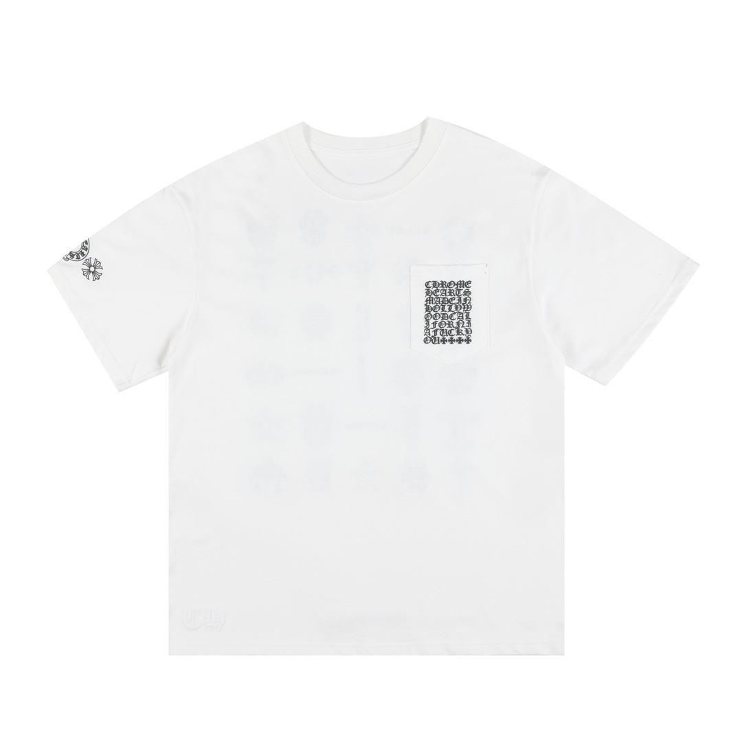 【Chrome Hearts】克羅心logo滿印口袋梵文字母短袖T恤