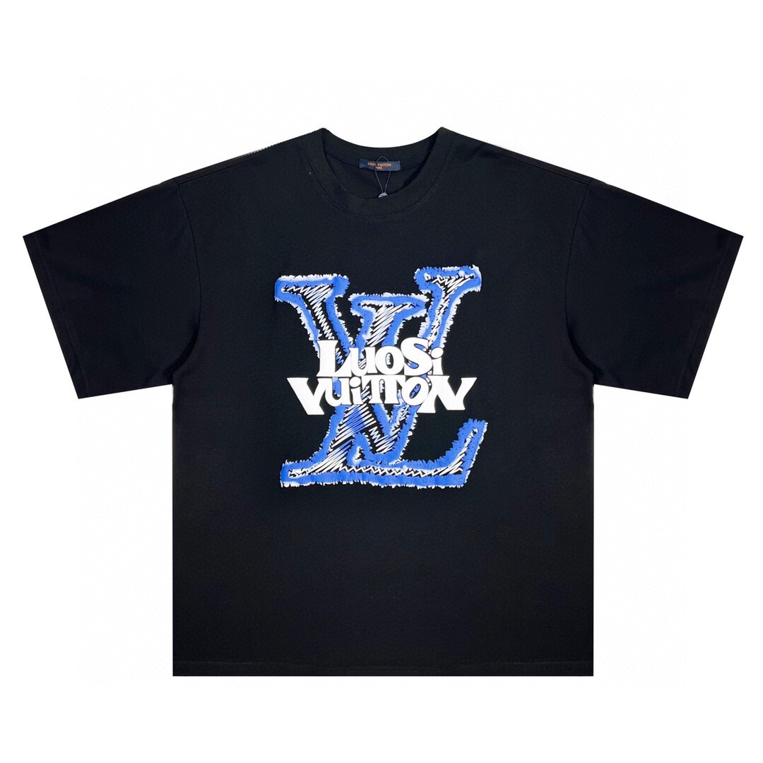 LOUIS VUITTONS 路易威登 LV23ss絨面發泡字母印花圖案Logo 短袖T恤