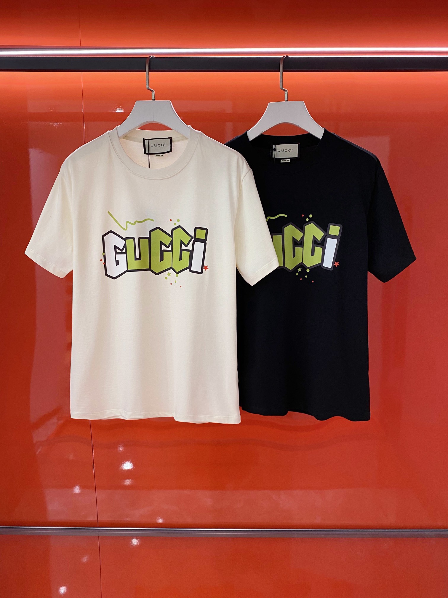 GUCC1 2023春夏系列綠色徽標Logo男女同款棉質短袖T恤
