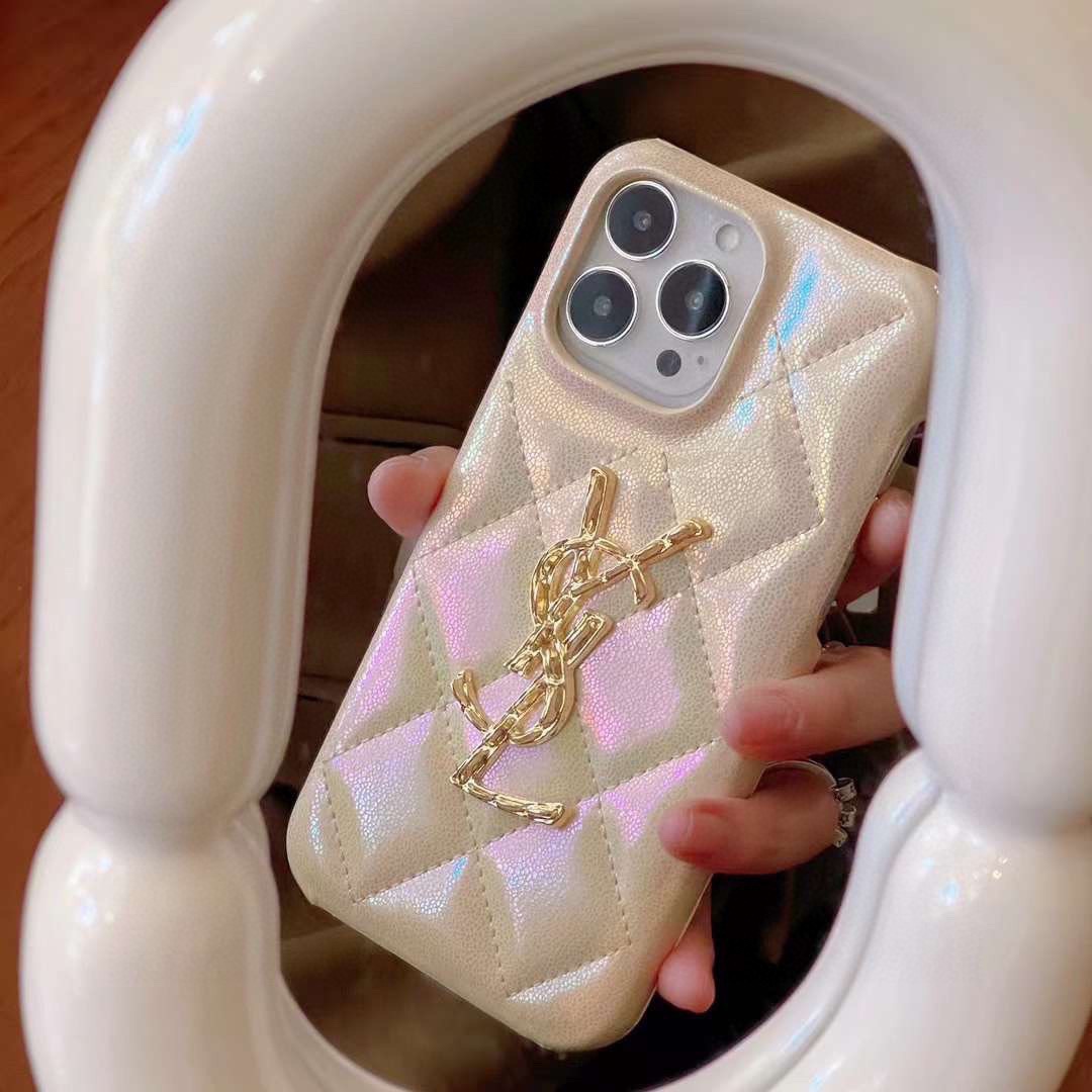 新品YSL炫彩菱格油邊手機殼